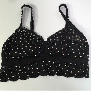 🥝 Black Lace Rhinestone Bralette